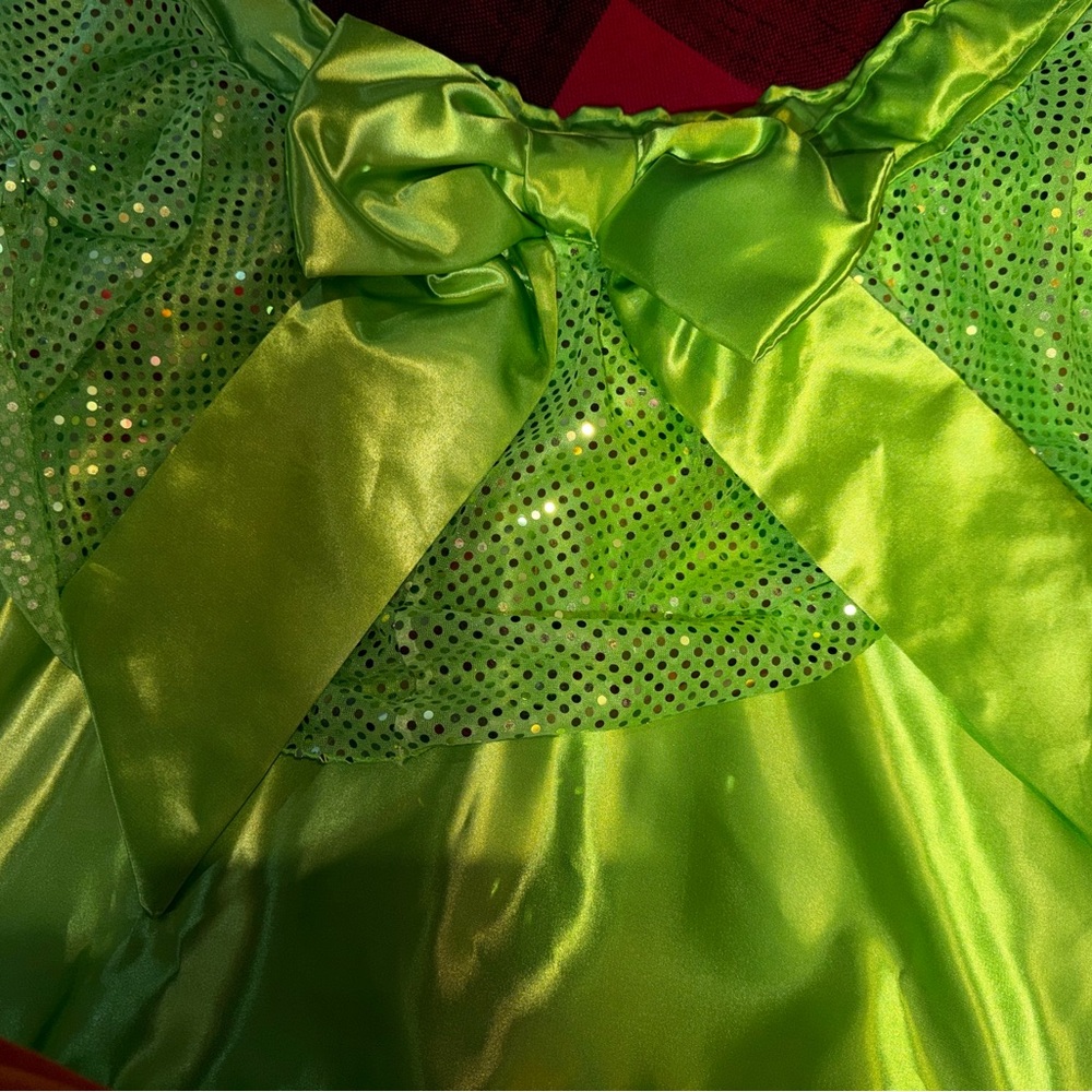 Green Satin Mini Skirt with Bow